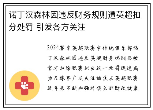 诺丁汉森林因违反财务规则遭英超扣分处罚 引发各方关注